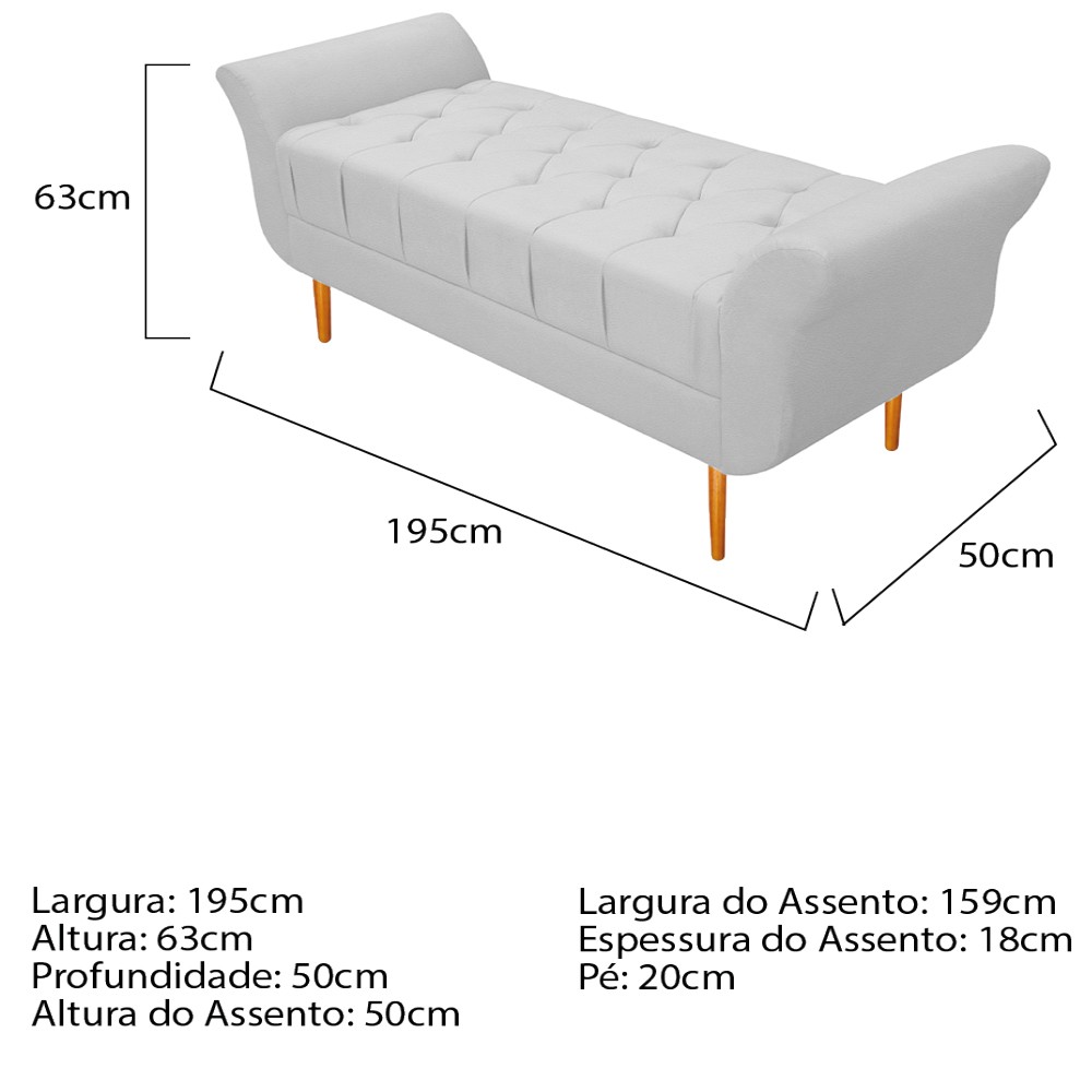 Kit Cabeceira Lady e Recamier Ari 195 cm King Size Corano Branco - Amarena Móveis