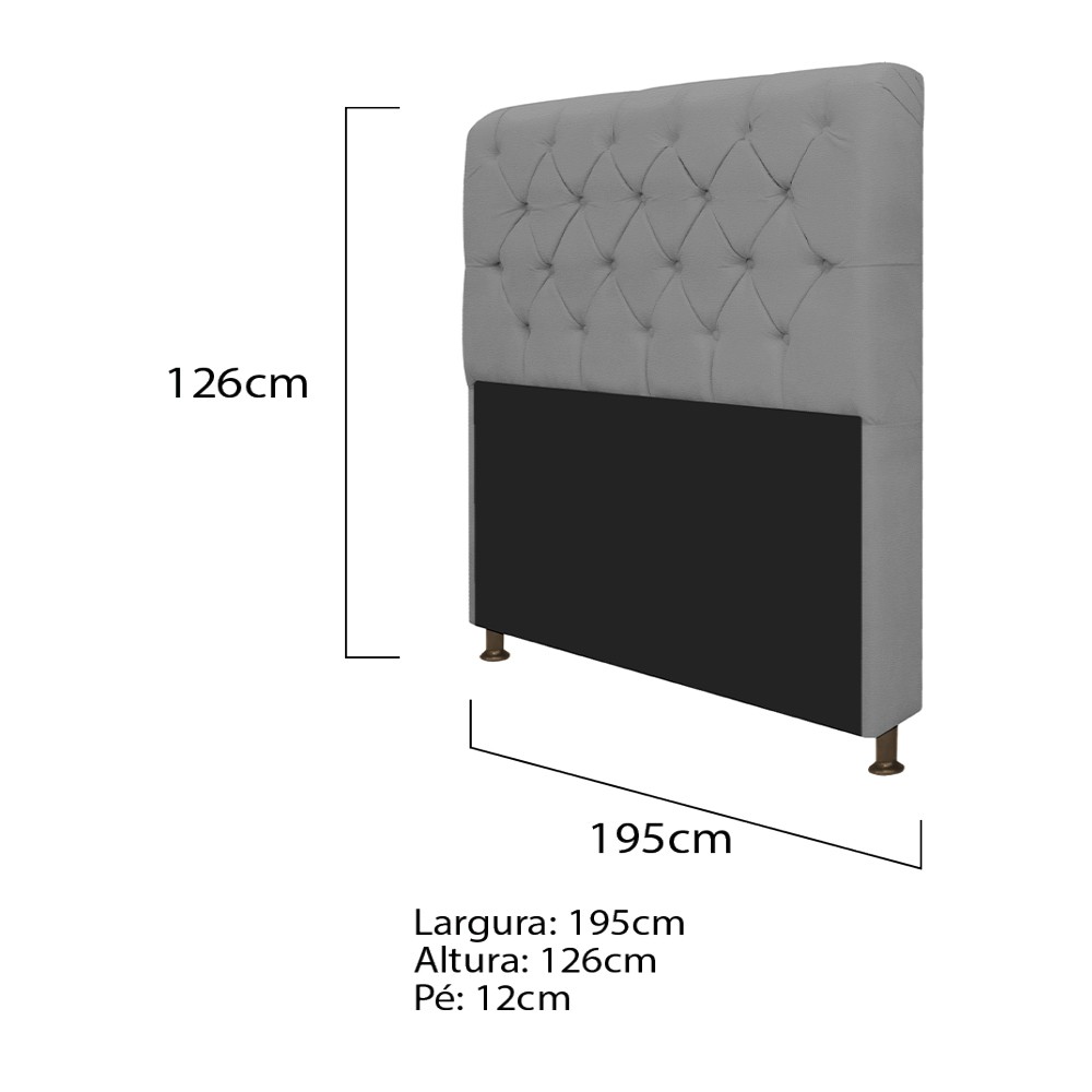 Kit Cabeceira Lady e Recamier Ari 195 cm King Size Corano Cinza - Amarena Móveis