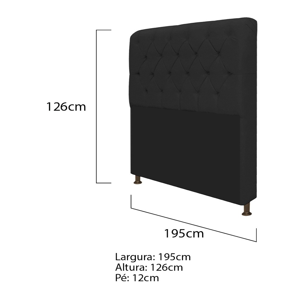 Kit Cabeceira Lady e Recamier Ari 195 cm King Size Corano Preto - Amarena Móveis