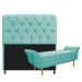 Kit Cabeceira Lady e Recamier Ari 195 cm King Size Suede Azul Tiffany - Amarena Móveis