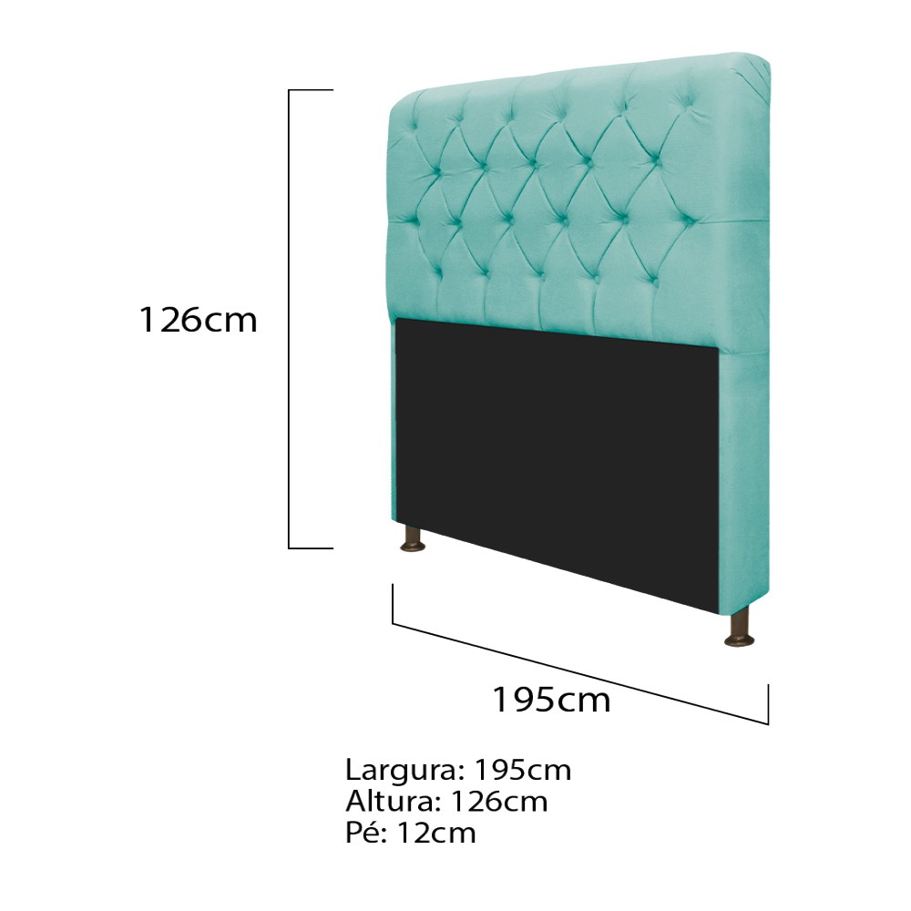 Kit Cabeceira Lady e Recamier Ari 195 cm King Size Suede Azul Tiffany - Amarena Móveis
