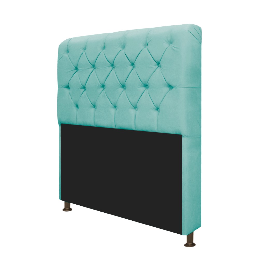 Kit Cabeceira Lady e Recamier Ari 195 cm King Size Suede Azul Tiffany - Amarena Móveis
