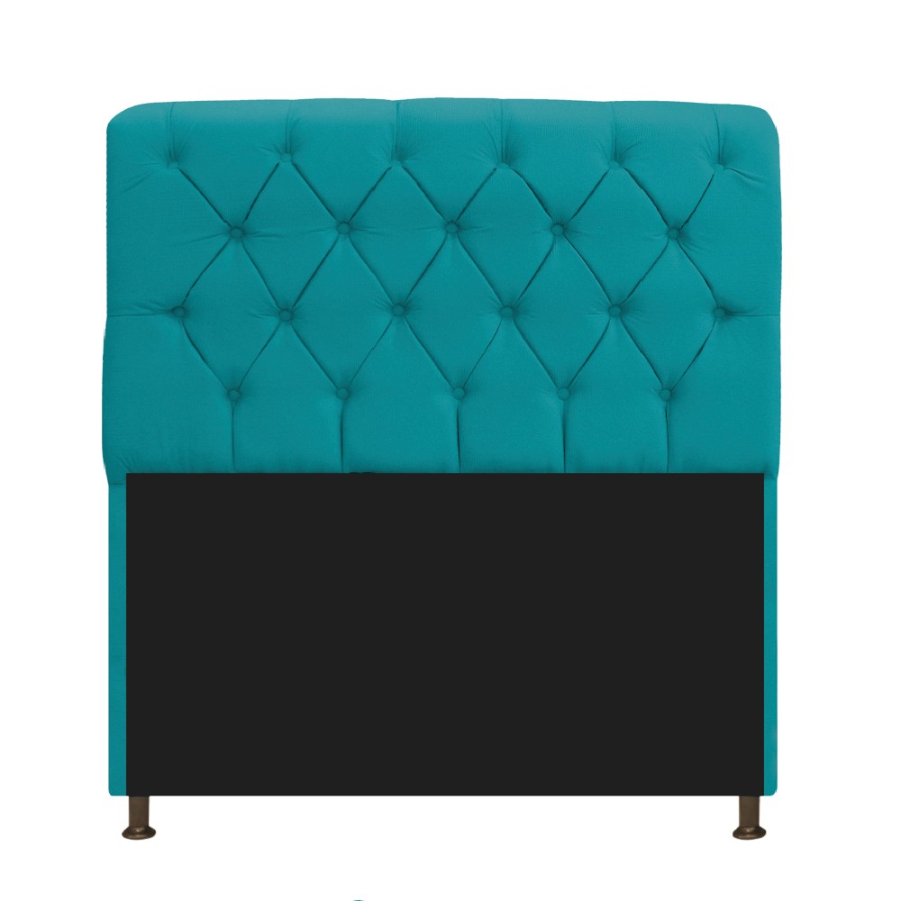 Kit Cabeceira Lady e Recamier Ari 195 cm King Size Suede Azul Turquesa - Amarena Móveis