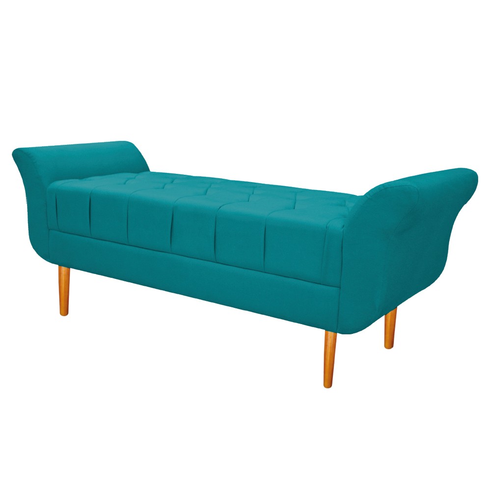 Kit Cabeceira Lady e Recamier Ari 195 cm King Size Suede Azul Turquesa - Amarena Móveis