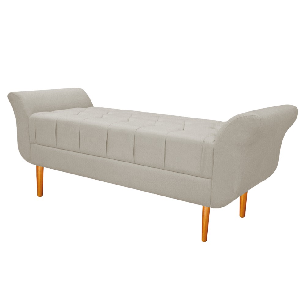Kit Cabeceira Lady e Recamier Ari 195 cm King Size Suede Bege - Amarena Móveis