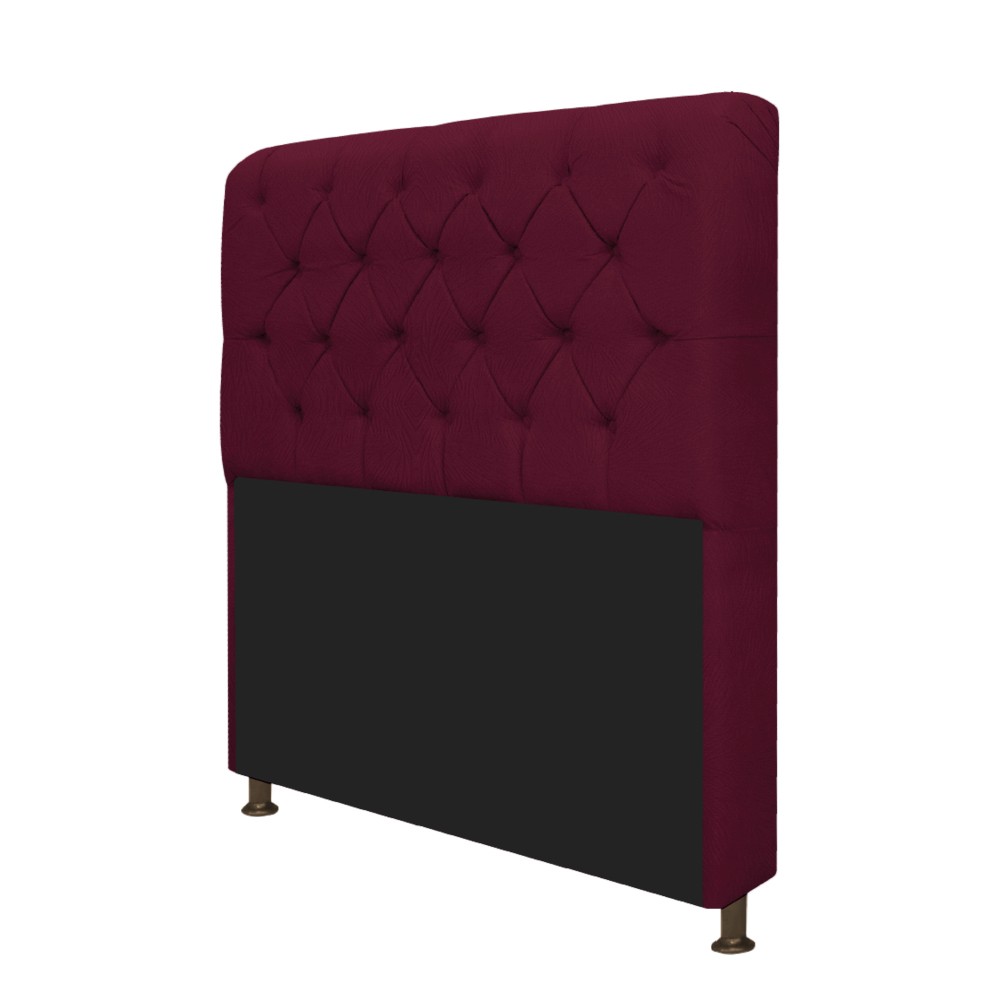 Kit Cabeceira Lady e Recamier Ari 195 cm King Size Suede Bordô - Amarena Móveis