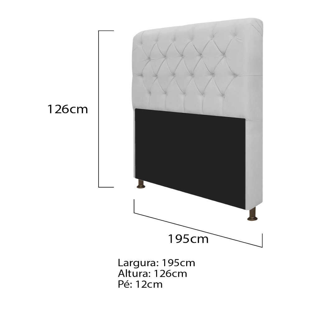Kit Cabeceira Lady e Recamier Ari 195 cm King Size Suede Branco - Amarena Móveis