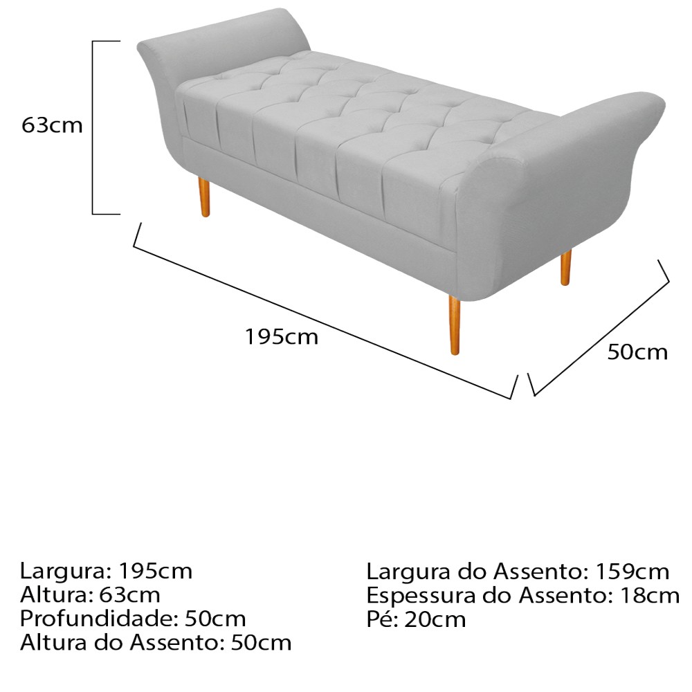Kit Cabeceira Lady e Recamier Ari 195 cm King Size Suede Branco - Amarena Móveis