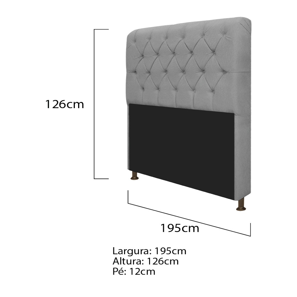 Kit Cabeceira Lady e Recamier Ari 195 cm King Size Suede Cinza - Amarena Móveis