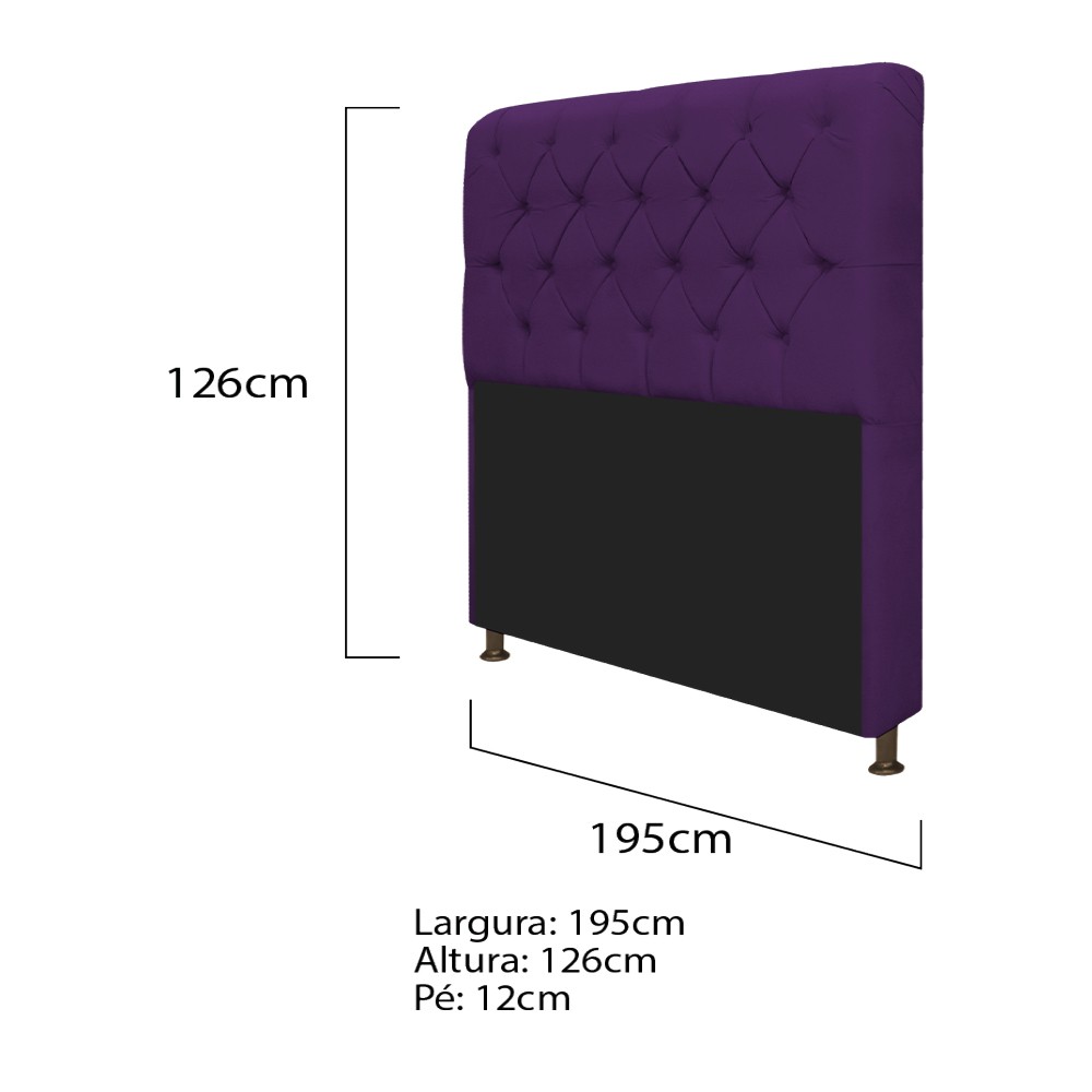 Kit Cabeceira Lady e Recamier Ari 195 cm King Size Suede Roxo - Amarena Móveis
