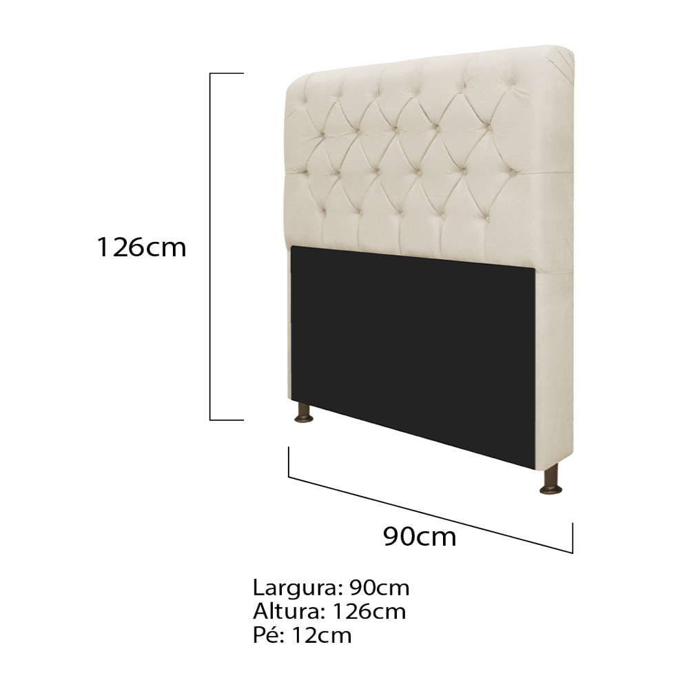 Kit Cabeceira Lady e Recamier Ari 90 cm Corano Bege - Amarena Móveis