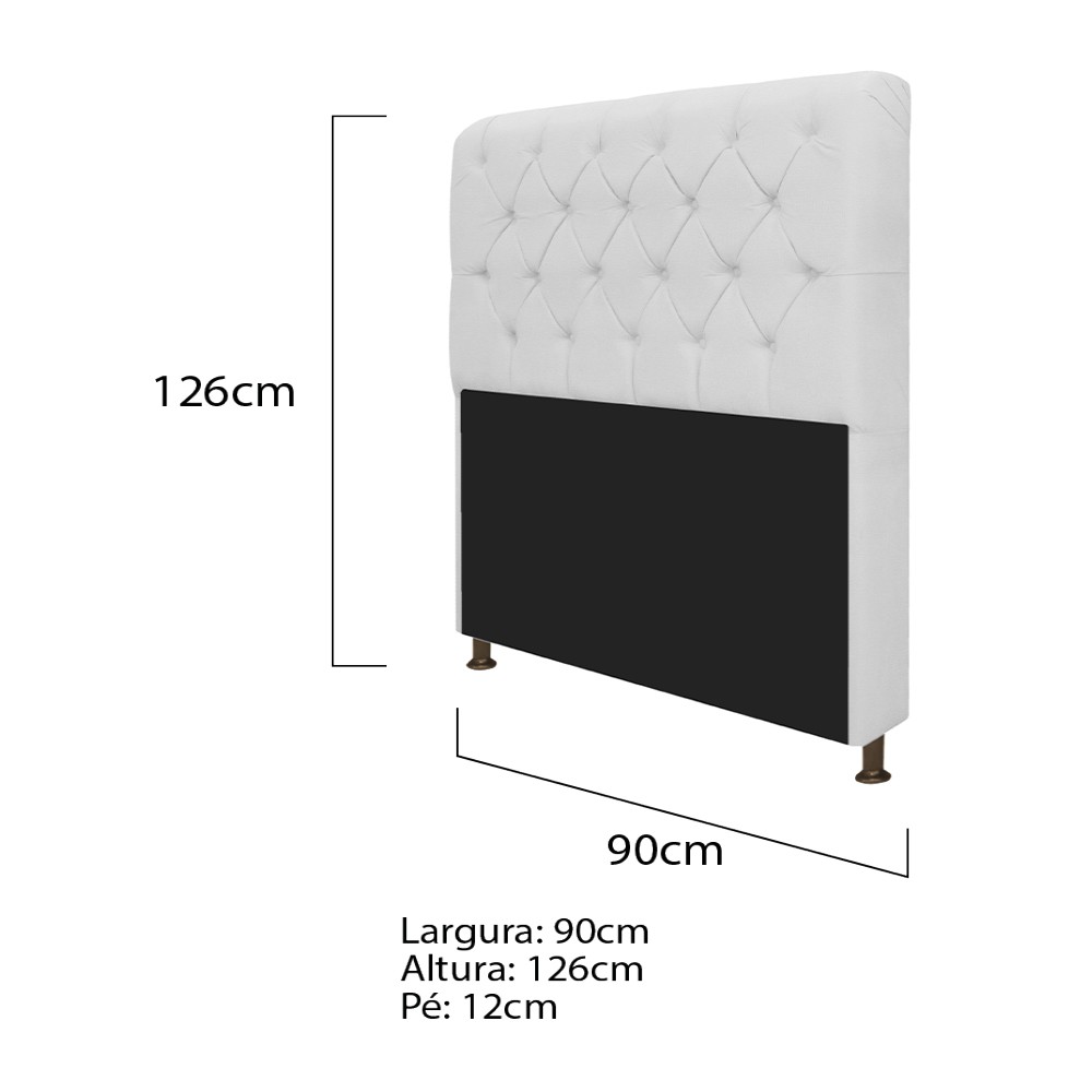 Kit Cabeceira Lady e Recamier Ari 90 cm Corano Branco - Amarena Móveis