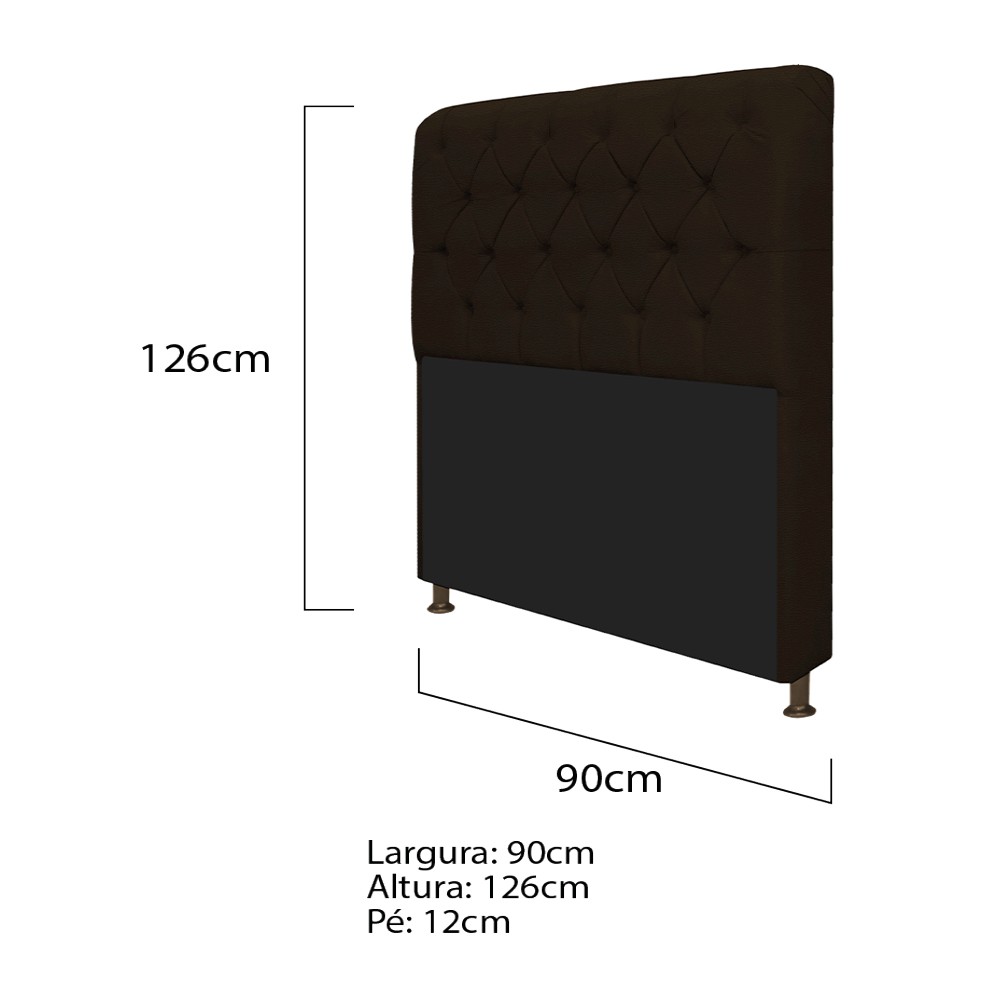 Kit Cabeceira Lady e Recamier Ari 90 cm Corano Marrom - Amarena Móveis