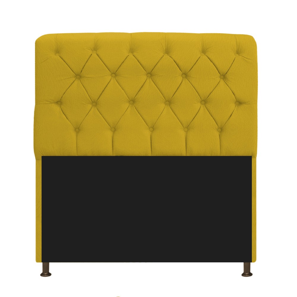 Kit Cabeceira Lady e Recamier Ari 90 cm Solteiro Suede Amarelo - Amarena Móveis