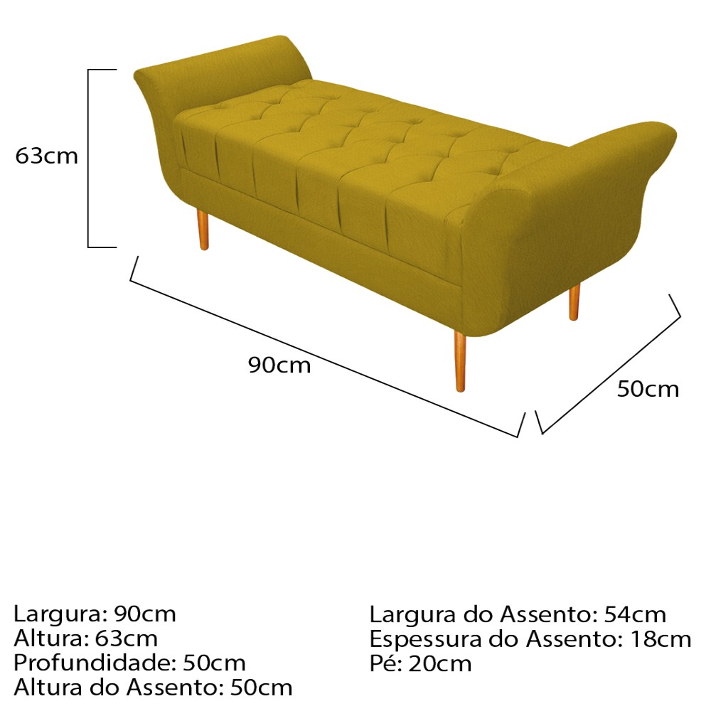 Kit Cabeceira Lady e Recamier Ari 90 cm Solteiro Suede Amarelo - Amarena Móveis