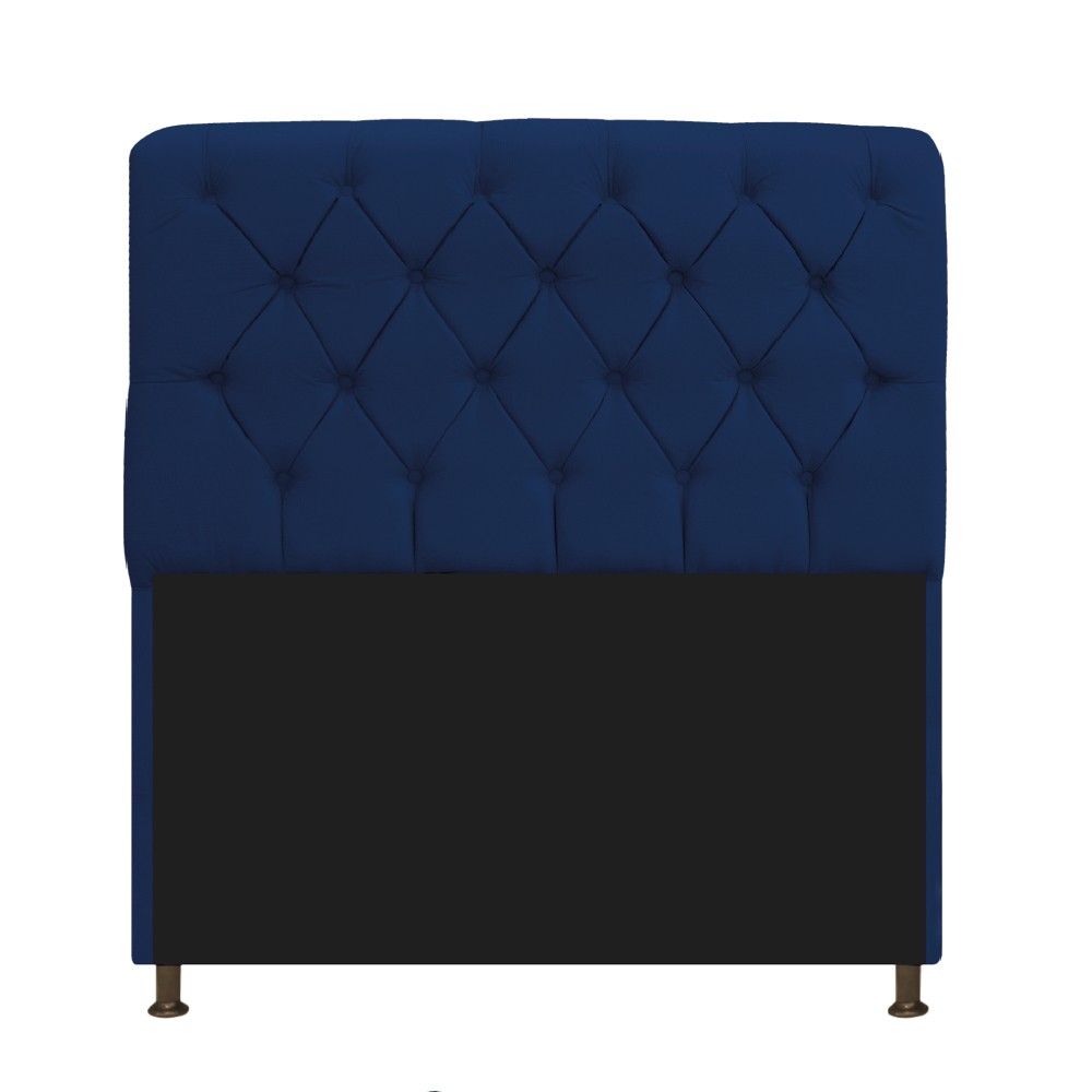 Kit Cabeceira Lady e Recamier Ari 90 cm Solteiro Suede Azul Marinho - Amarena Móveis