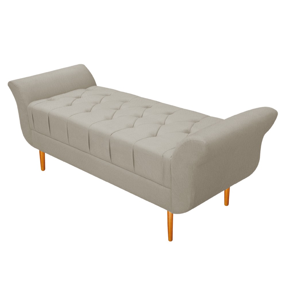 Kit Cabeceira Lady e Recamier Ari 90 cm Solteiro Suede Bege - Amarena Móveis