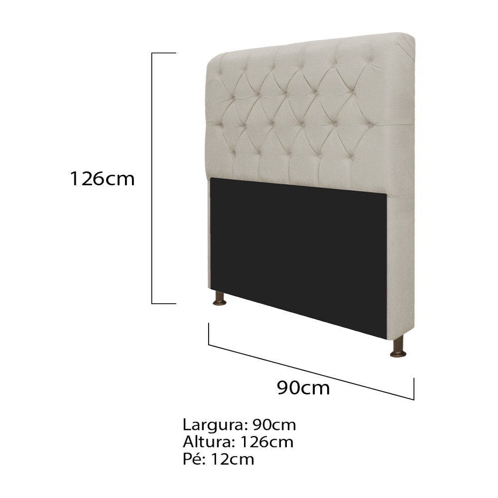 Kit Cabeceira Lady e Recamier Ari 90 cm Solteiro Suede Bege - Amarena Móveis
