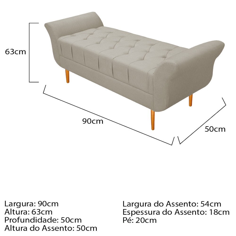 Kit Cabeceira Lady e Recamier Ari 90 cm Solteiro Suede Bege - Amarena Móveis