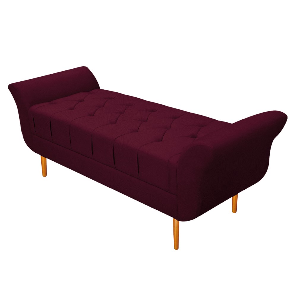 Kit Cabeceira Lady e Recamier Ari 90 cm Solteiro Suede Bordô - Amarena Móveis