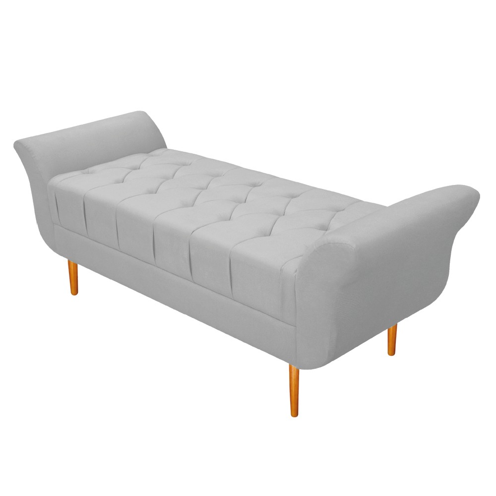 Kit Cabeceira Lady e Recamier Ari 90 cm Solteiro Suede Branco - Amarena Móveis