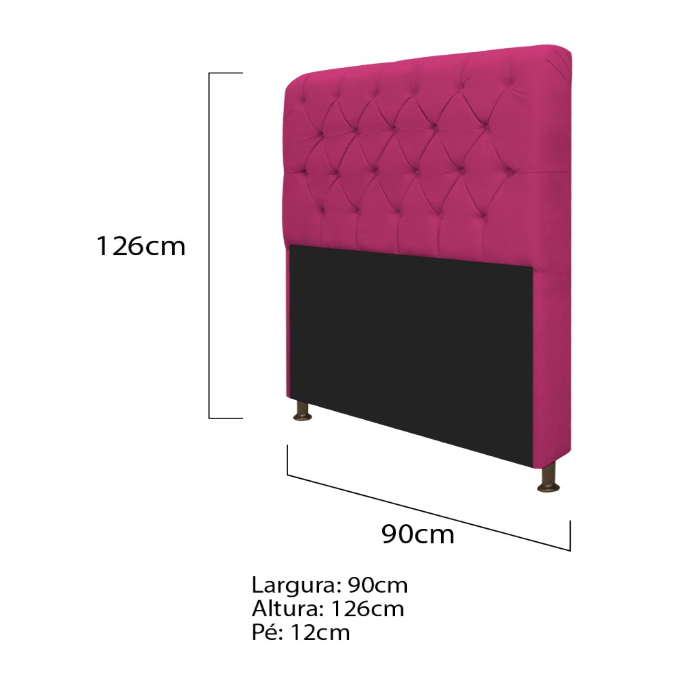 Kit Cabeceira Lady e Recamier Ari 90 cm Solteiro Suede Pink - Amarena Móveis