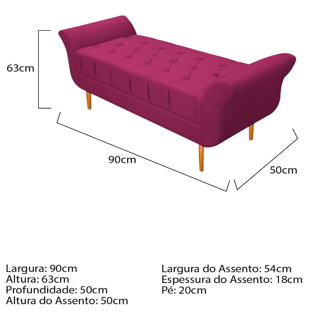 Kit Cabeceira Lady e Recamier Ari 90 cm Solteiro Suede Pink - Amarena Móveis