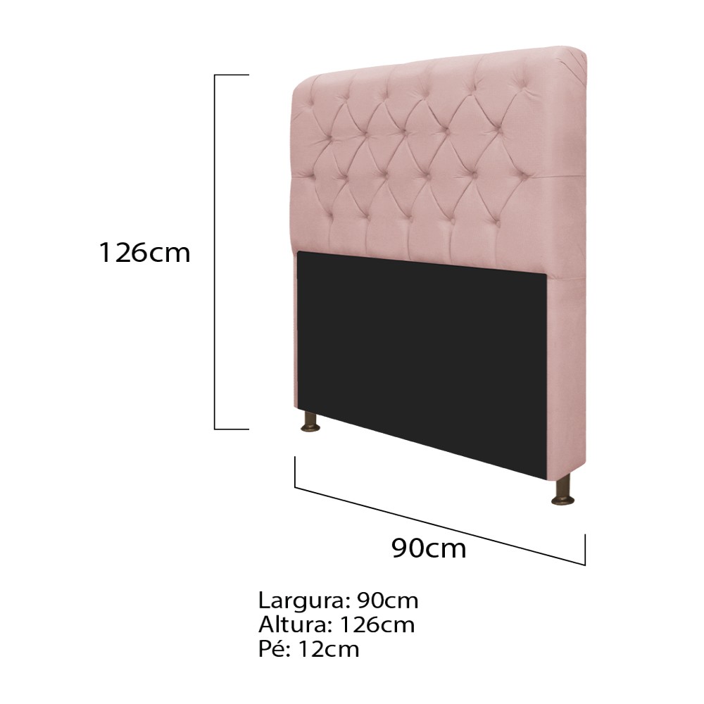 Kit Cabeceira Lady e Recamier Ari 90 cm Solteiro Suede Rosê - Amarena Móveis