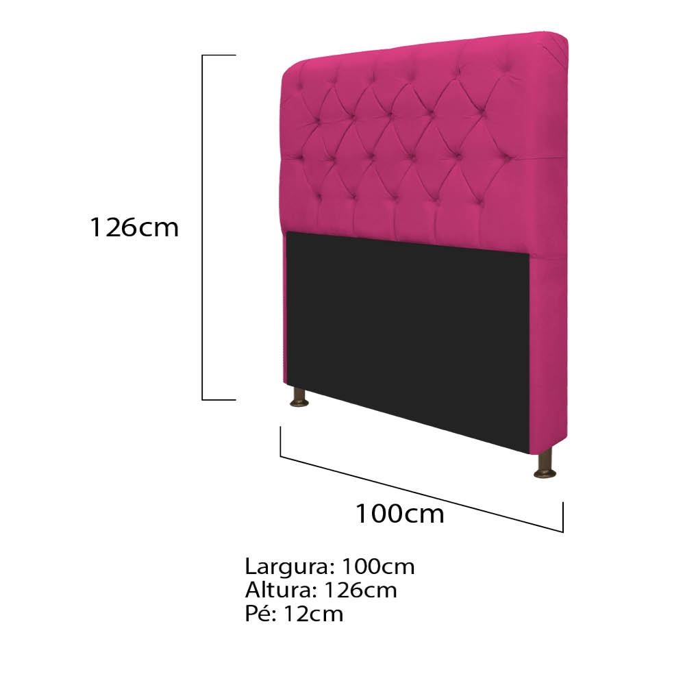 Kit Cabeceira Lady e Recamier Félix 100 cm Solteiro Suede Pink - Amarena Móveis