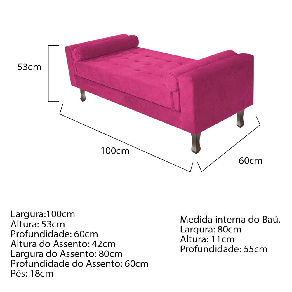 Kit Cabeceira Lady e Recamier Félix 100 cm Solteiro Suede Pink - Amarena Móveis