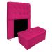 Kit Cabeceira e Calçadeira Baú Estofada Mel 100 cm Solteiro Com Capitonê Suede Pink - Amarena Móveis