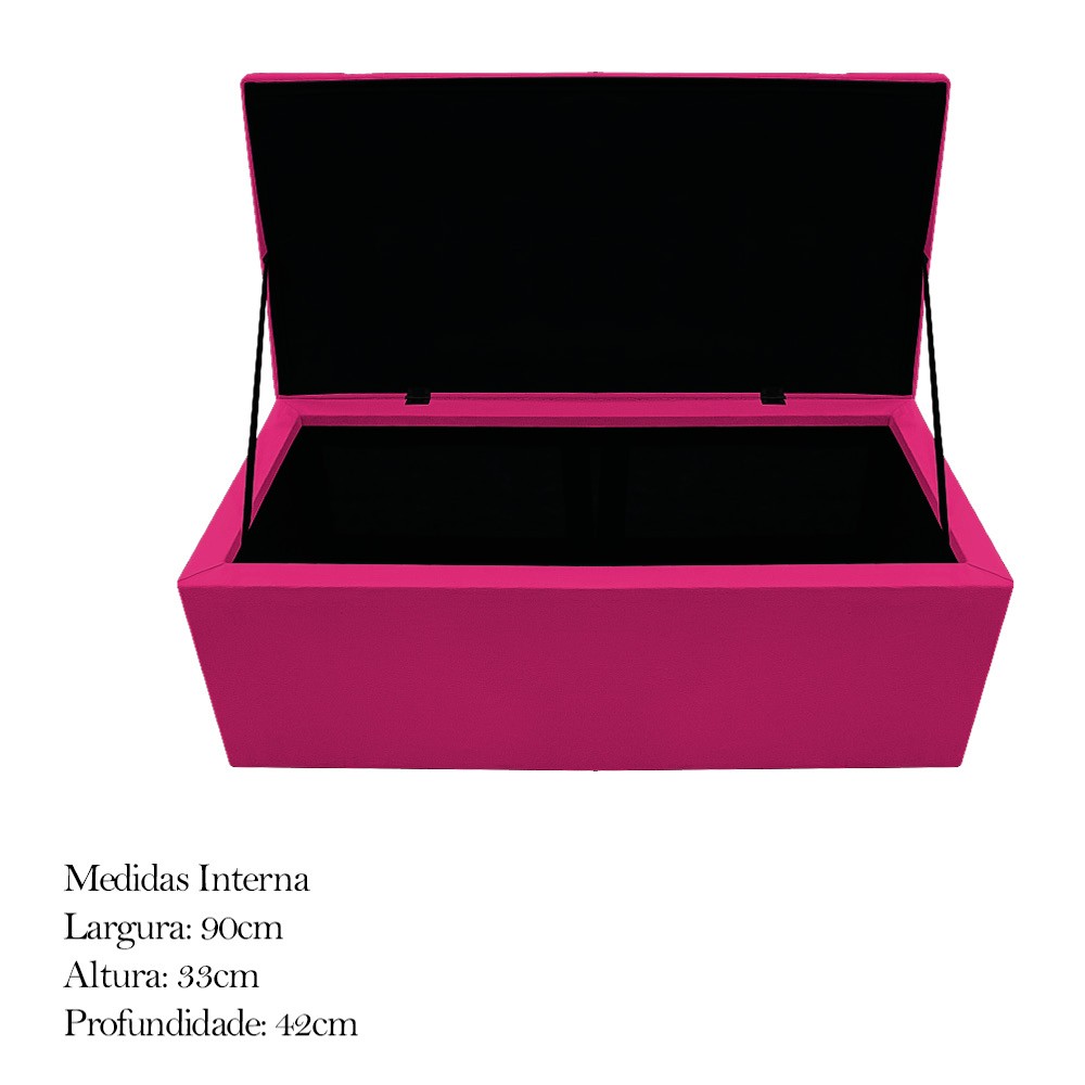 Kit Cabeceira e Calçadeira Baú Estofada Mel 100 cm Solteiro Com Capitonê Suede Pink - Amarena Móveis