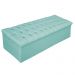 Kit Cabeceira e Calçadeira Baú Estofada Mel 140 cm Casal Com Botonê  Suede Azul Tiffany - Amarena Móveis