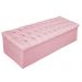 Kit Cabeceira e Calçadeira Baú Estofada Mel 140 cm Casal Com Botonê  Suede Rosa Bebê - Amarena Móveis