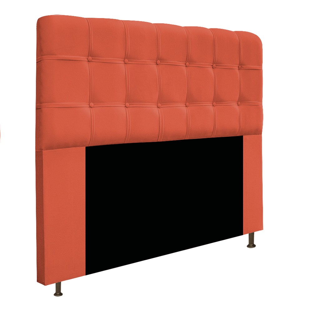 Kit Cabeceira e Calçadeira Baú Estofada Mel 140 cm Casal Com Botonê  Suede Terracota - Amarena Móveis