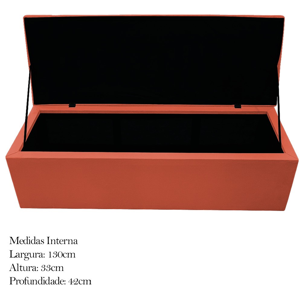 Kit Cabeceira e Calçadeira Baú Estofada Mel 140 cm Casal Com Botonê  Suede Terracota - Amarena Móveis