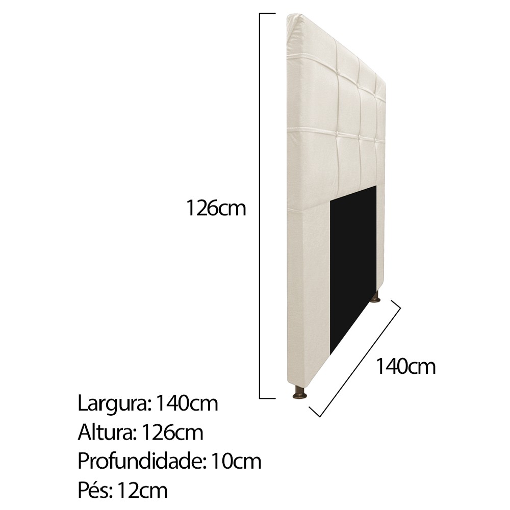 Kit Cabeceira e Calçadeira Baú Estofada Mel 140 cm Casal Com Capitonê Corano Bege - Amarena Móveis