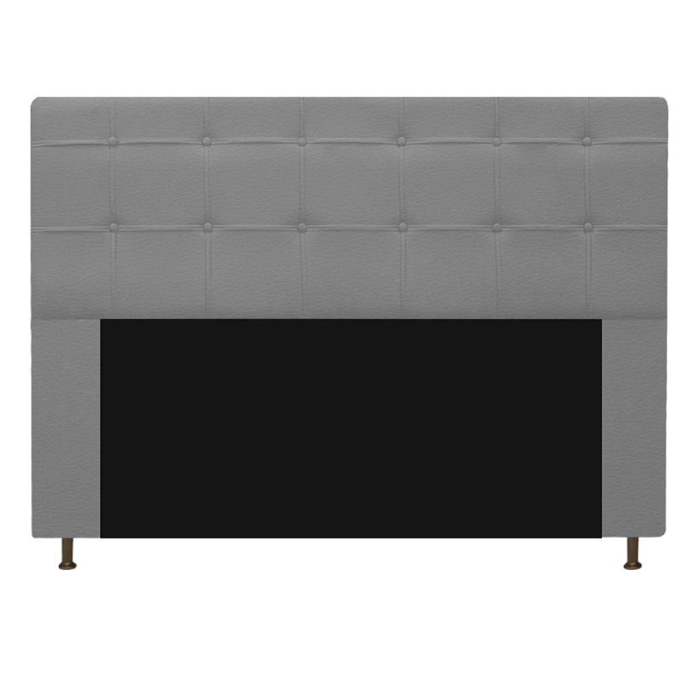 Kit Cabeceira e Calçadeira Baú Estofada Mel 140 cm Casal Com Capitonê Corano Cinza - Amarena Móveis