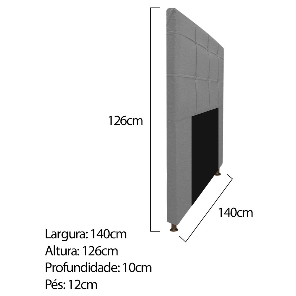 Kit Cabeceira e Calçadeira Baú Estofada Mel 140 cm Casal Com Capitonê Corano Cinza - Amarena Móveis