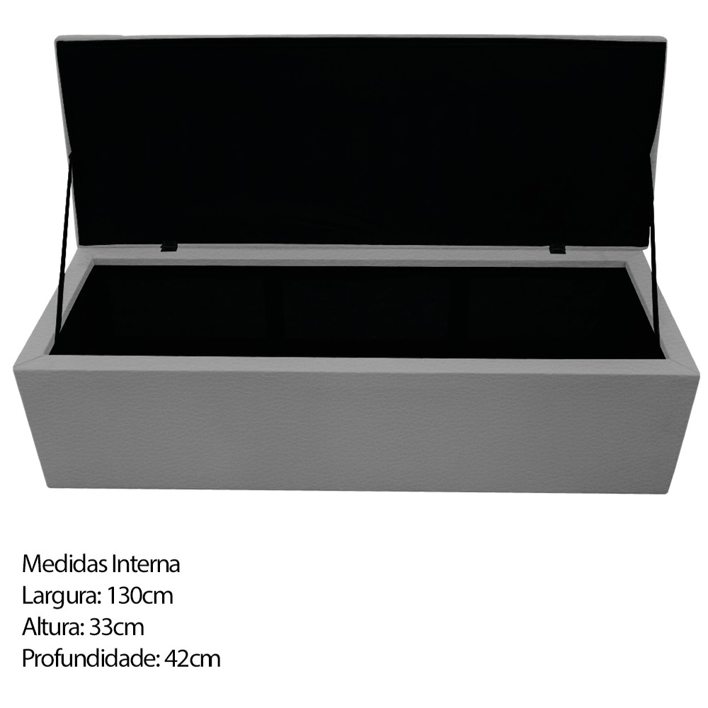 Kit Cabeceira e Calçadeira Baú Estofada Mel 140 cm Casal Com Capitonê Corano Cinza - Amarena Móveis