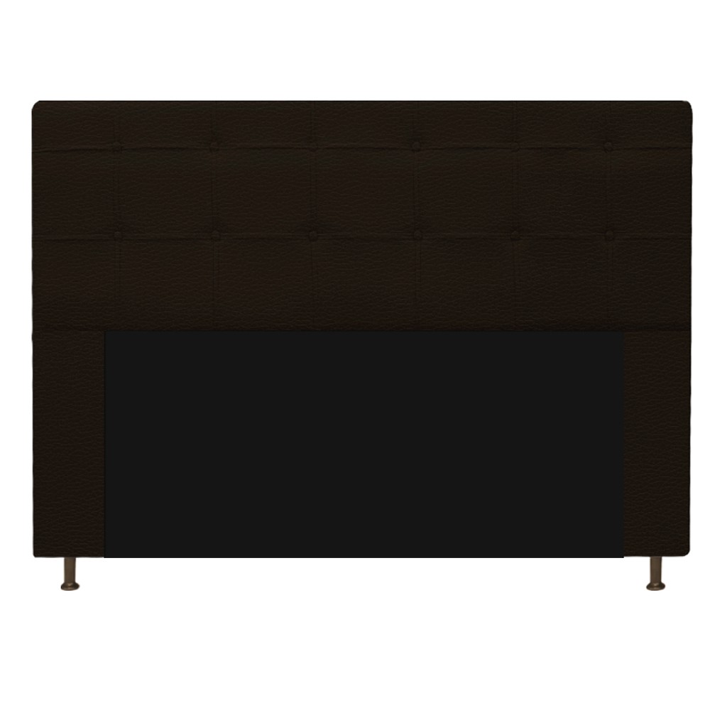 Kit Cabeceira e Calçadeira Baú Estofada Mel 140 cm Casal Com Capitonê Corano Marrom - Amarena Móveis