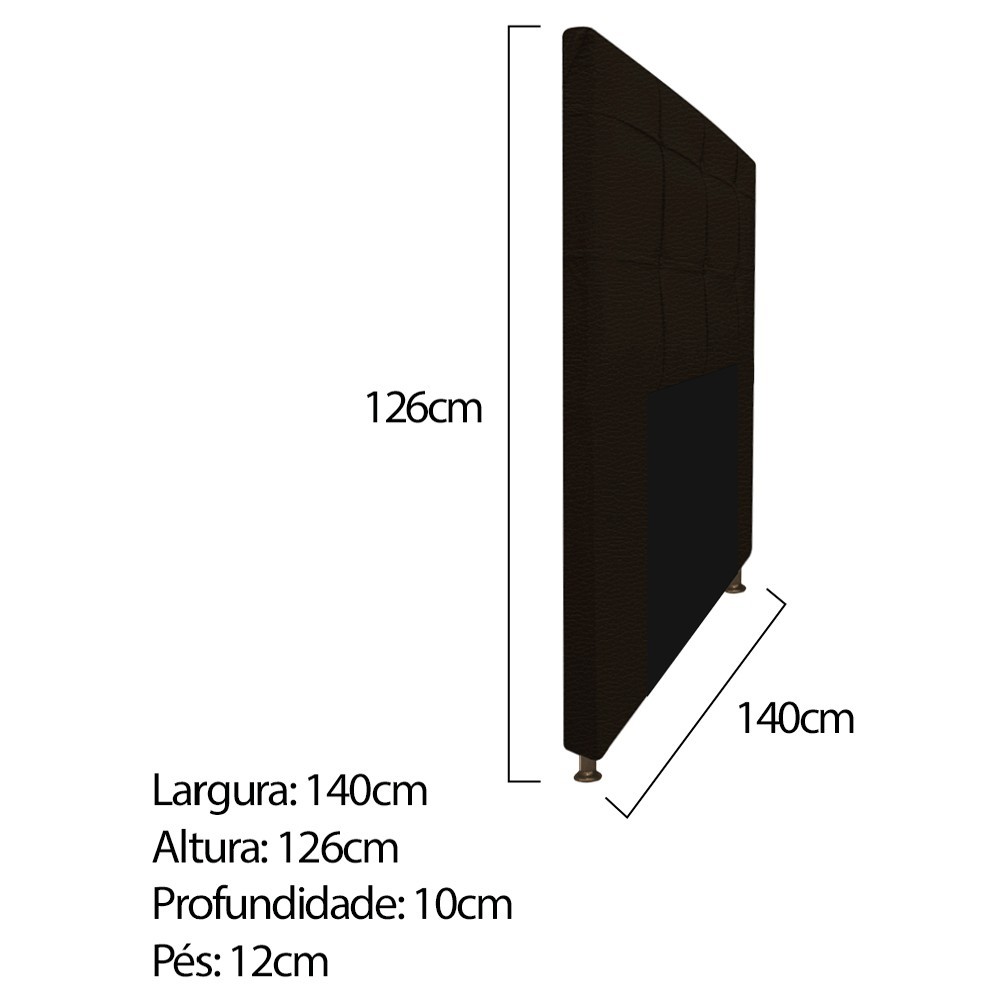 Kit Cabeceira e Calçadeira Baú Estofada Mel 140 cm Casal Com Capitonê Corano Marrom - Amarena Móveis