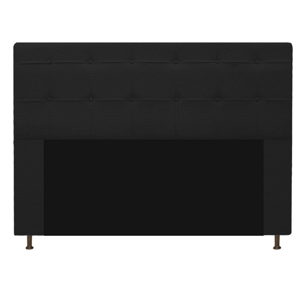 Kit Cabeceira e Calçadeira Baú Estofada Mel 140 cm Casal Com Capitonê Corano Preto - Amarena Móveis
