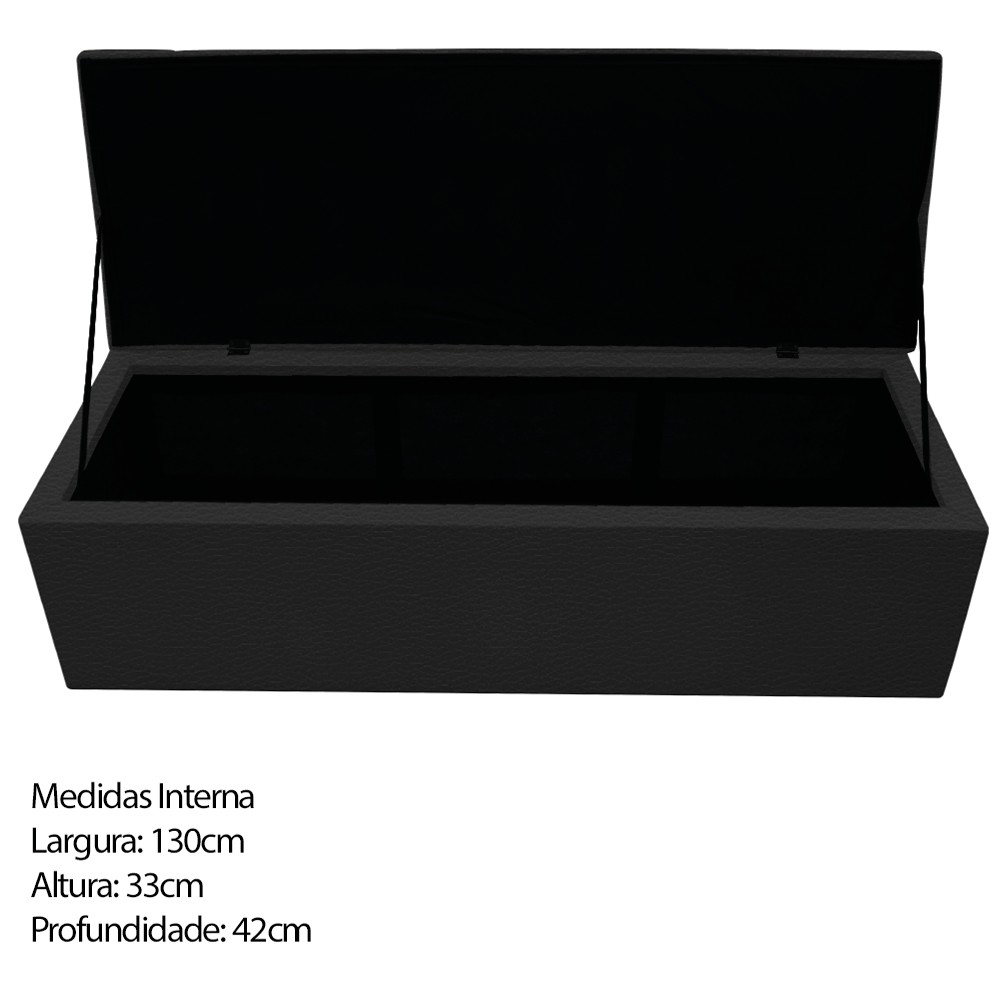 Kit Cabeceira e Calçadeira Baú Estofada Mel 140 cm Casal Com Capitonê Corano Preto - Amarena Móveis