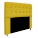 Kit Cabeceira e Calçadeira Baú Estofada Mel 140 cm Casal Com Capitonê Suede Amarelo - Amarena Móveis