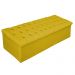 Kit Cabeceira e Calçadeira Baú Estofada Mel 140 cm Casal Com Capitonê Suede Amarelo - Amarena Móveis