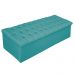 Kit Cabeceira e Calçadeira Baú Estofada Mel 140 cm Casal Com Capitonê Suede Azul Turquesa - Amarena Móveis