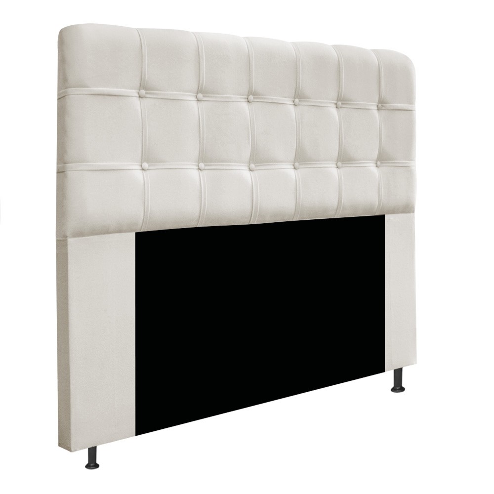 Kit Cabeceira e Calçadeira Baú Estofada Mel 140 cm Casal Com Capitonê Suede Bege - Amarena Móveis