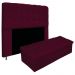 Kit Cabeceira e Calçadeira Baú Estofada Mel 140 cm Casal Com Capitonê Suede Bordô - Amarena Móveis
