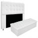 Kit Cabeceira e Calçadeira Baú Estofada Mel 140 cm Casal Com Capitonê Suede Branco - Amarena Móveis